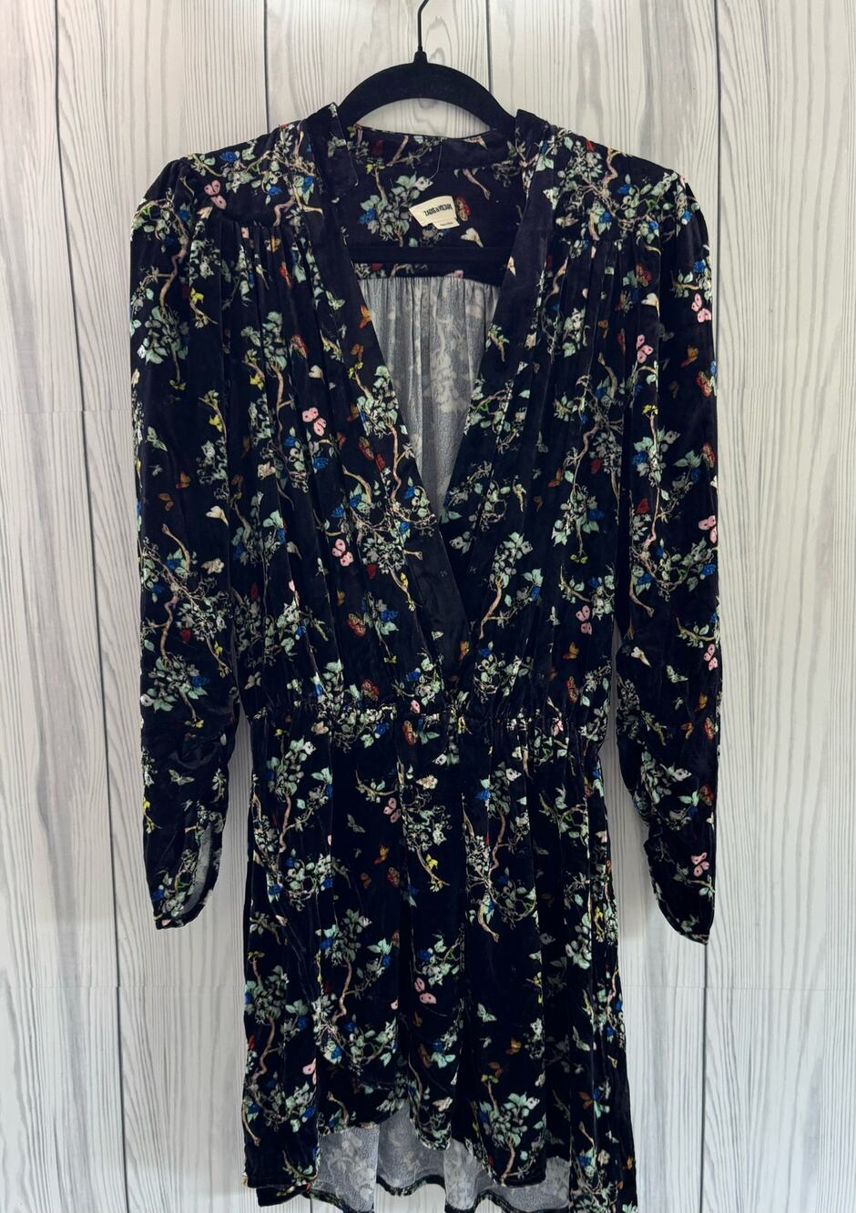 Zadig & Voltaire Women’s Black Reveal Velvet Blossom Mini Dress SZ S